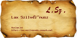 Lax Szilvánusz névjegykártya
